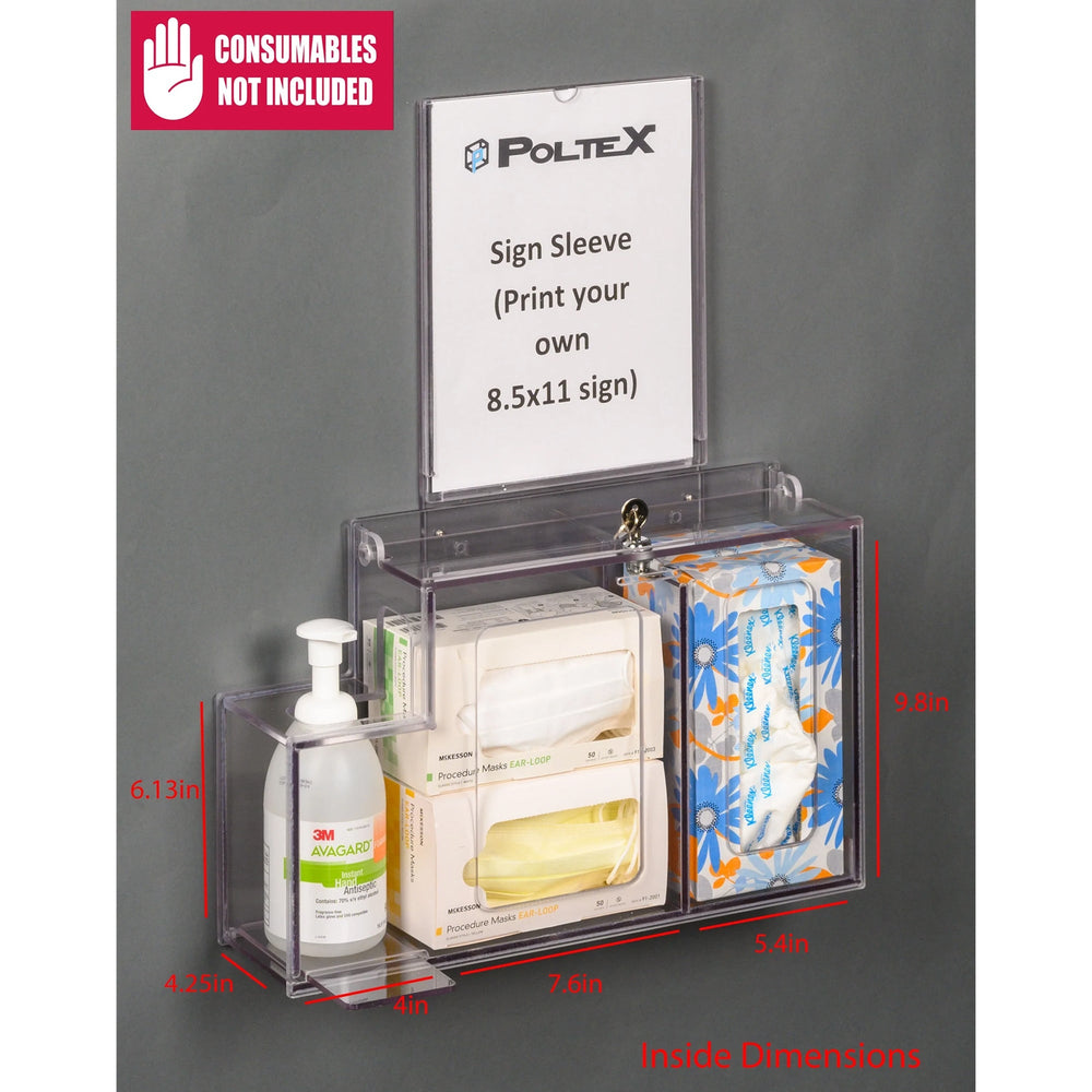 Locking Respiratory Hygiene Station S (Wall Mount Sign Sleeve)