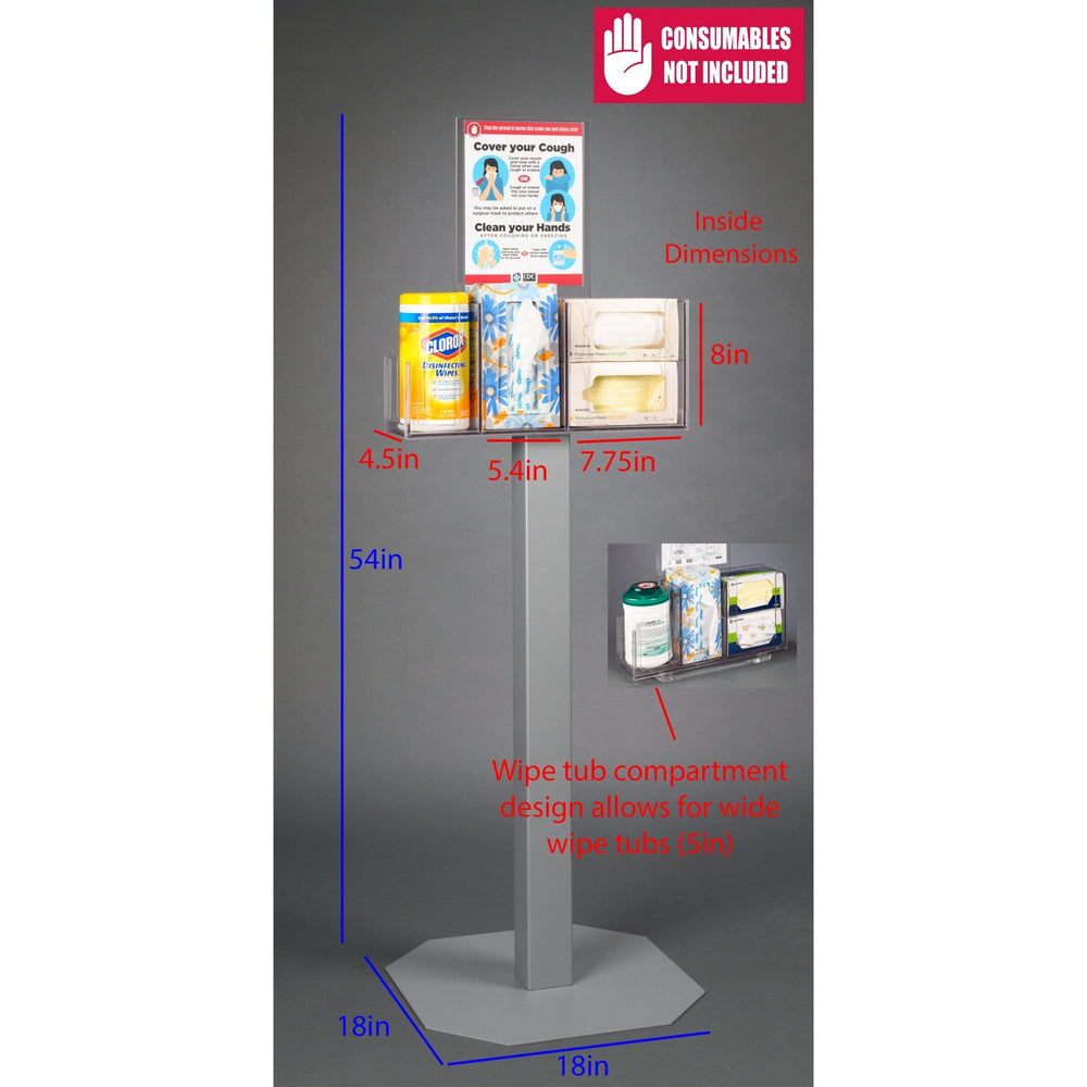 Respiratory Hygiene Station U (3STL Steel Stand, Decal Sign)