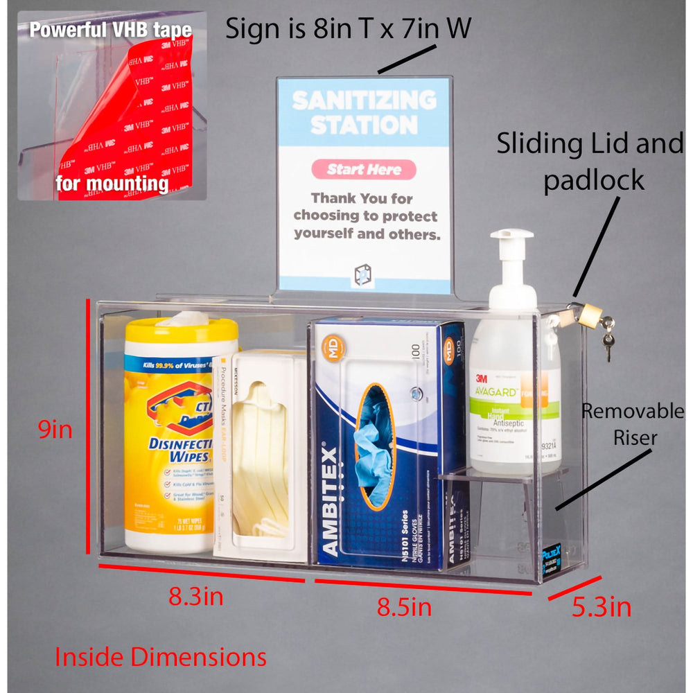 Sanitizing Station-4 Position (Riser, Padlock,VHB TAPE)
