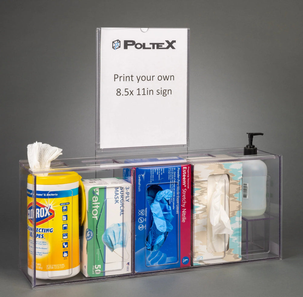 Wall Mount Sanitizing Station-5 Position (Riser, Wall Mount Sign Sleeve, Wall Mount RHS Kit, Padlock)