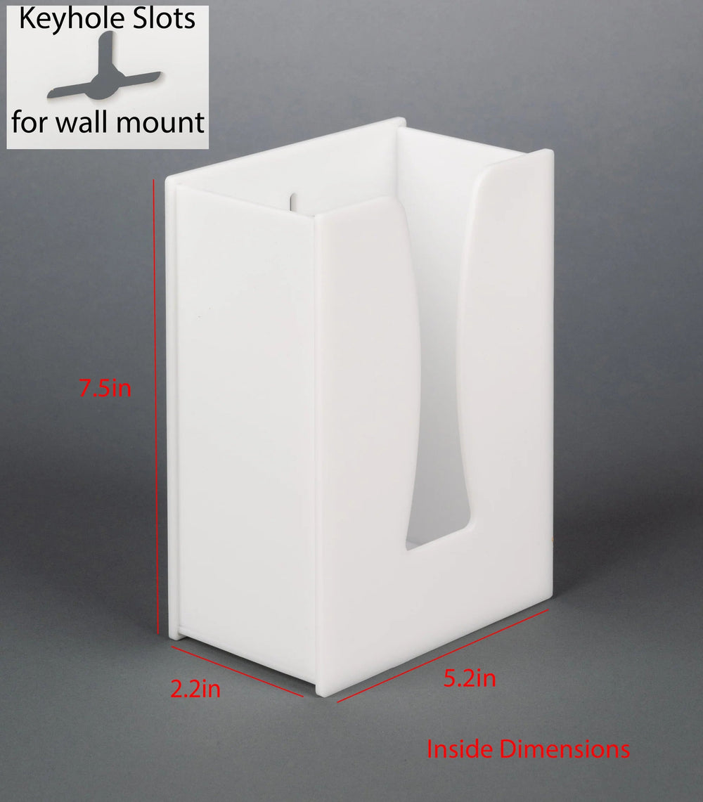 Tissue Box Holder, White, 2.2in Deep (Wall Mount)