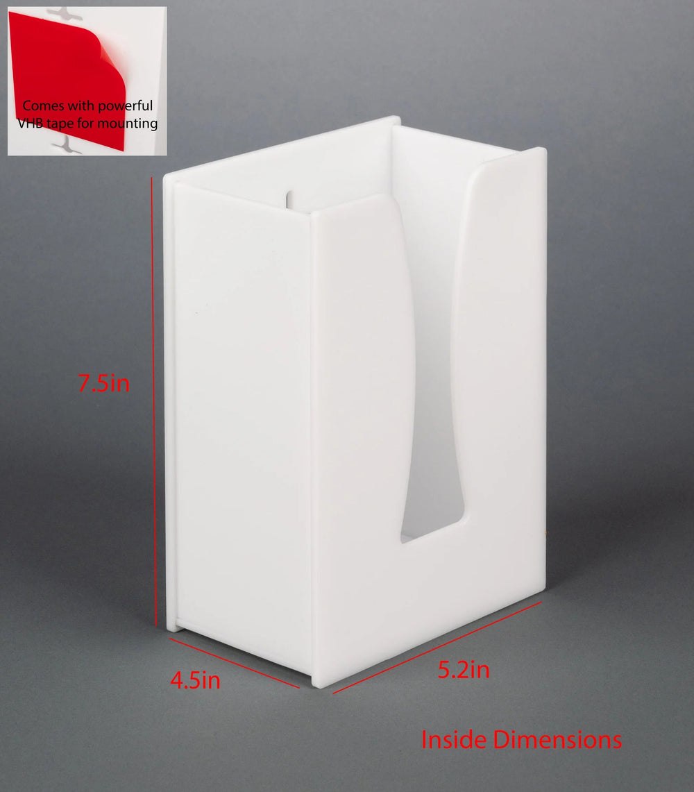 Tissue Box Holder, White, 4.5in Deep (VHB Tape)