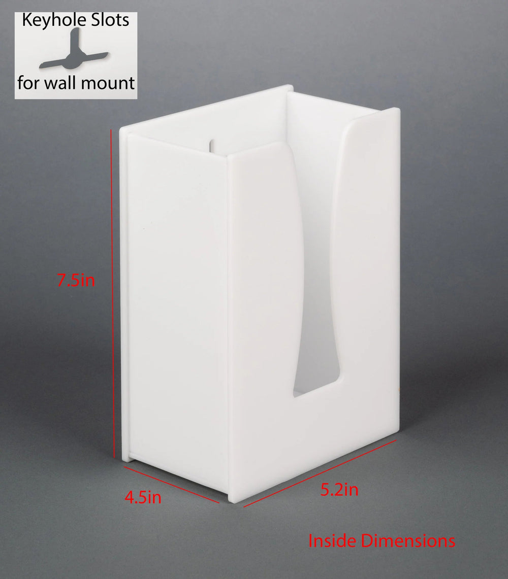 Tissue Box Holder, White, 2.2in Deep (Wall Mount) WHITIS4.5-W