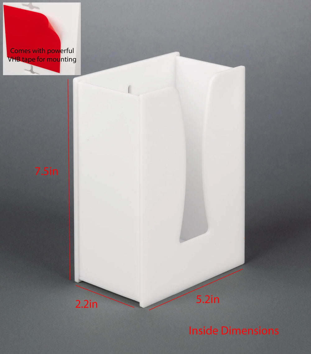 Tissue Box Holder, White, 2.2in Deep (VHB Tape)