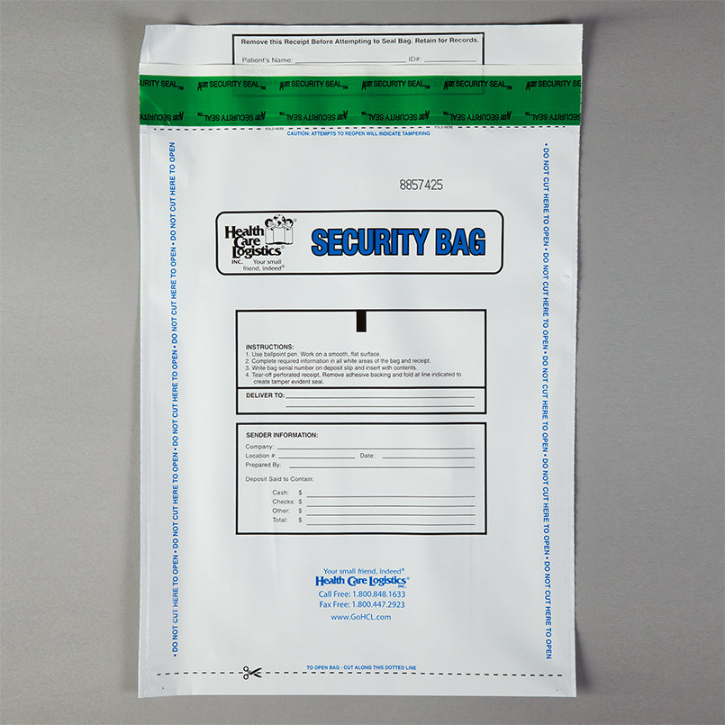 Health Care Logistics Alert Void Security Bags, White - 25 per pack