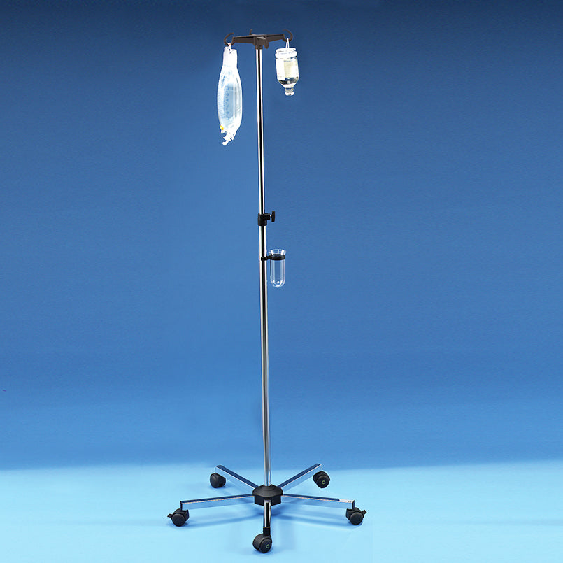 Health Care Logistics Stainless Steel IV Pole With Screw Height Adjuster