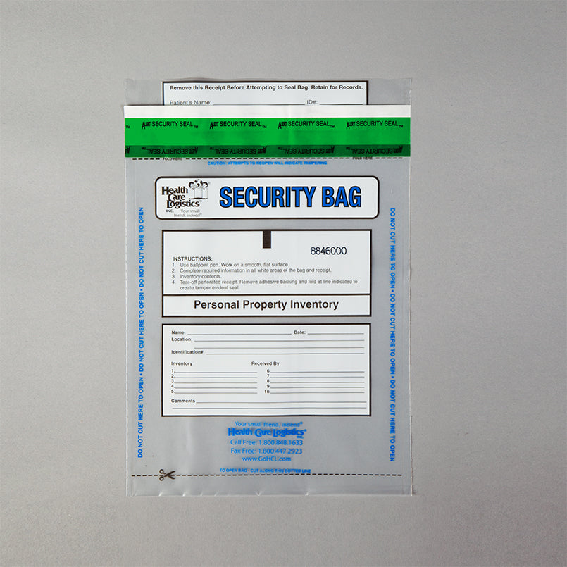 Health Care Logistics Alert Personal Property Bags, Clear, 8 x 10