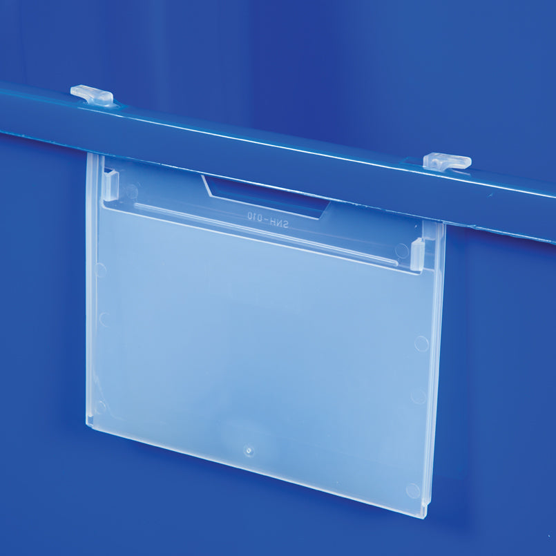 Health Care Logistics Label Holder for Item Tote Bin for Rolling Racks and Budget Totes