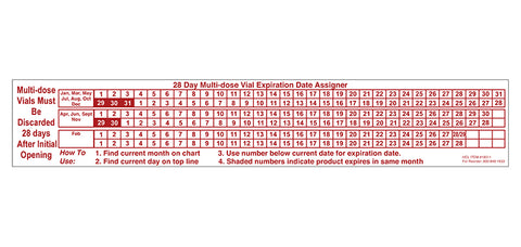 28-Day Multi-Dose Vial Expiration Date Assigner Labels