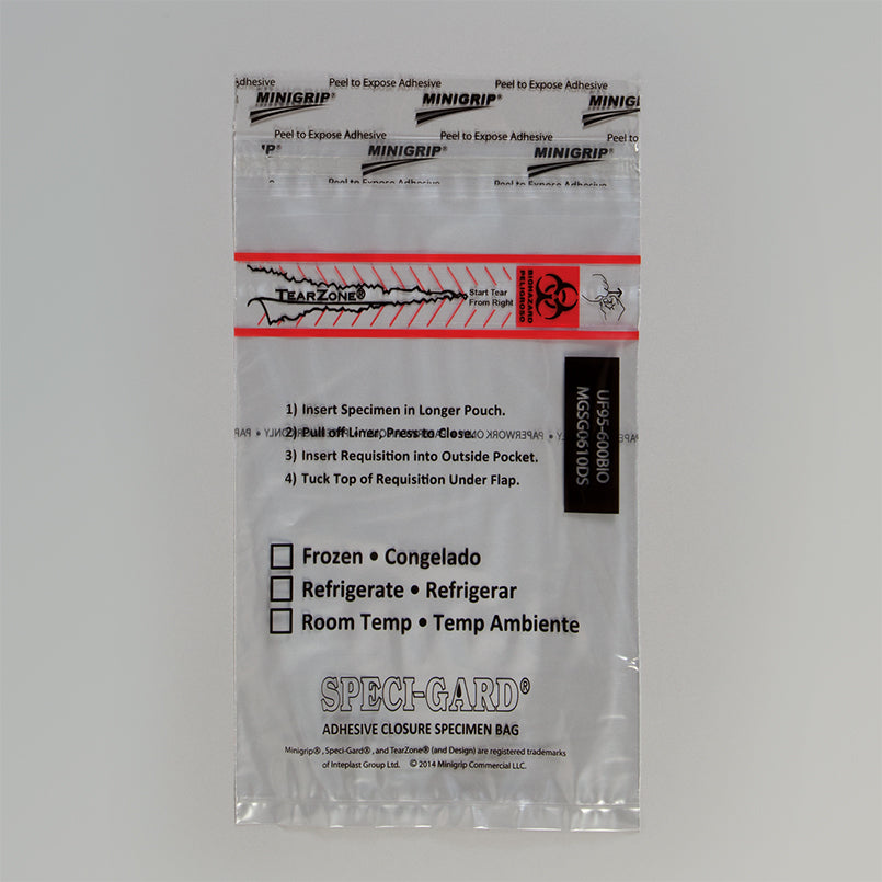 Biohazard Specimen Transport Bags, 6 x 10