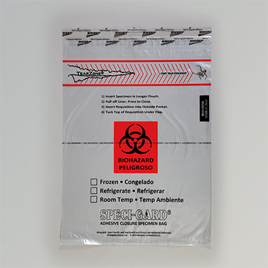 Health Care Logistics Biohazard Specimen Transport Bags, 13 x 18