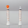 Oral Dispensers with Tip Caps, 3mL, Clear/Orange Markings,