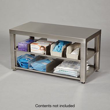 Health Care Logistics Stainless Steel Bench with Storage, 36 x 18