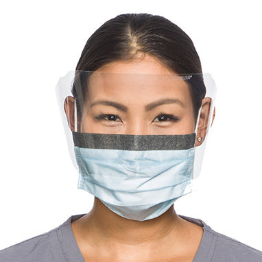 FLUIDSHIELD® Level 2 Procedure Masks w/Visors, Fog-Free, Blue, Case