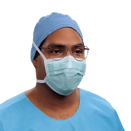 Surgical Mask Anti-fog Film Pleated Tie Closure One Size Fits Most Green NonSterile Not Rated Adult