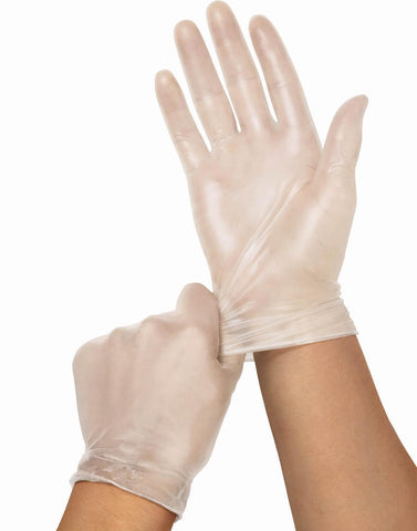 For California Only, Powder-Free Clear Vinyl Exam Gloves, Size M