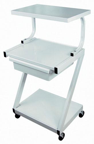 Z Cart Steel 3 Shelf w/Drawer White