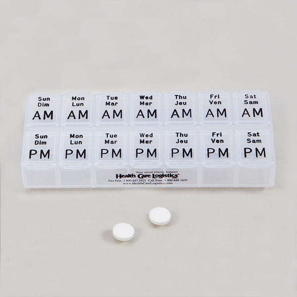 Seven-Day Bilingual AM/PM Medication Organizer, English/French