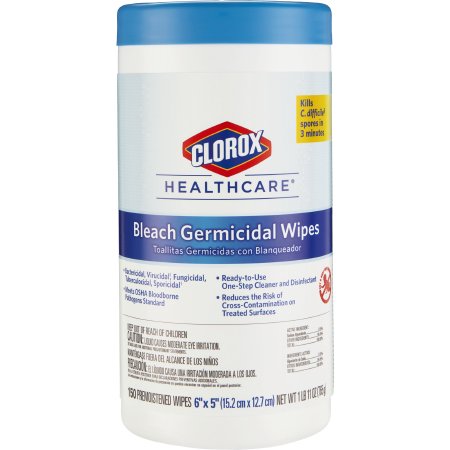 Clorox Healthcare® Bleach Germicidal Surface Disinfectant Cleaner Premoistened Wipe 150 Count Canister Disposable Floral Scent NonSterile