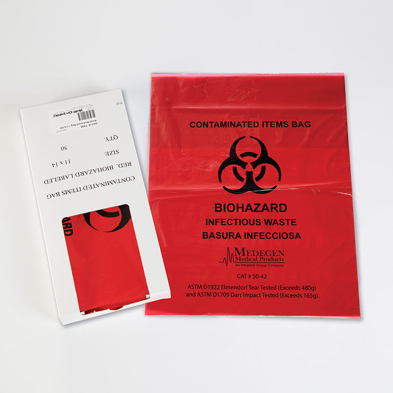 Health Care Logistics Small Biohazard Bags, 11-1/4 x 14-1/2