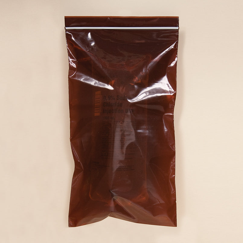 Health Care Logistics UV Protection Zippit Bags, Medium Amber, 8 x 14