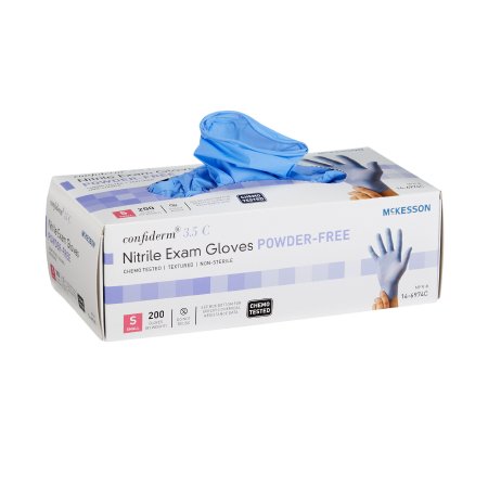 Exam Glove McKesson Confiderm® 3.5C Small NonSterile Nitrile Standard Cuff Length Textured Fingertips Blue Chemo Tested