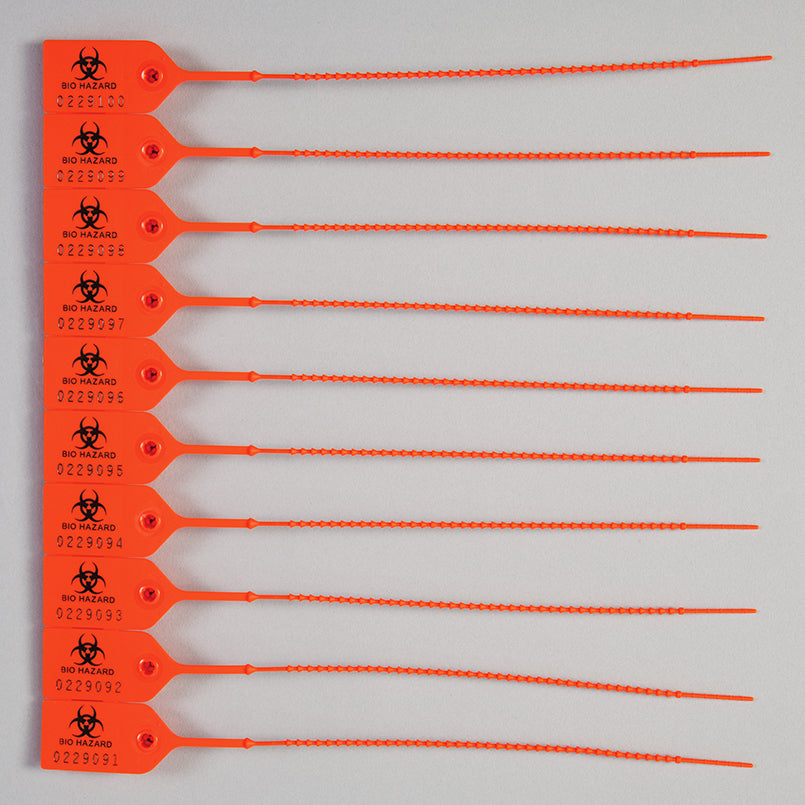 Biohazard Pull-Tight Seals, Numbered, Orange