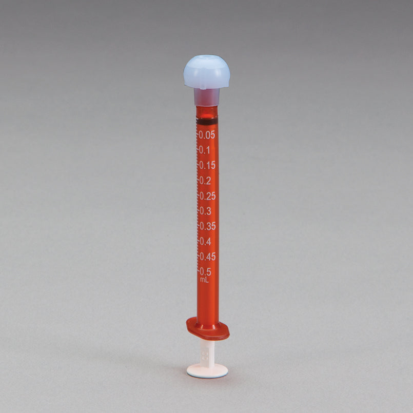 Health Care Logistics ExactaMed Oral Dispensers w/ Tip Caps, 0.5mL - Amber