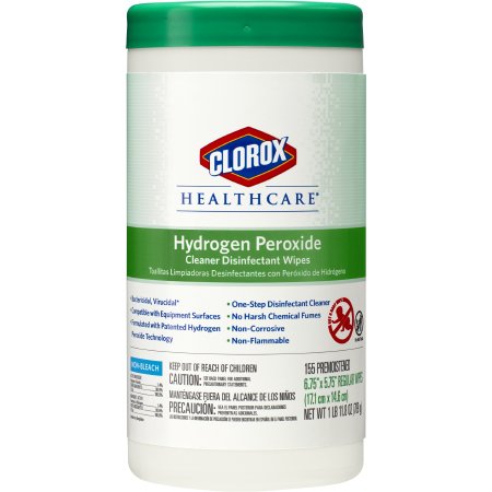 Clorox Healthcare® Surface Disinfectant Cleaner Premoistened Germicidal Wipe 155 Count Canister Disposable Unscented NonSterile