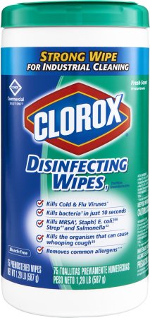 Clorox® Commercial Solutions® Surface Disinfectant Premoistened Wipe 75 Count Canister Disposable Fresh Scent NonSterile