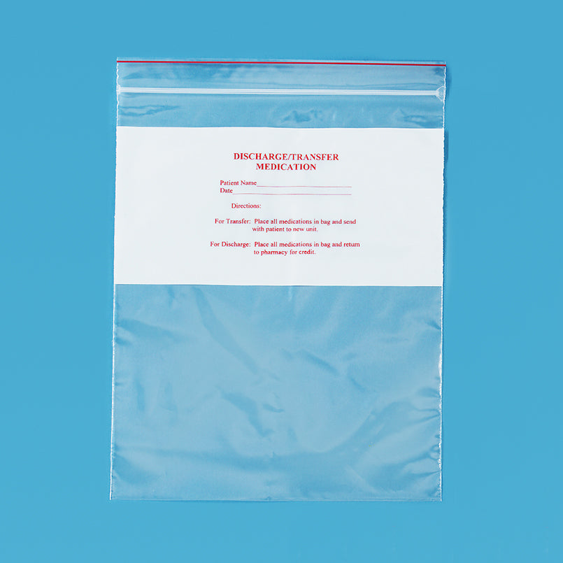 Health Care Logistics Easy-Write Reloc Zippit Bags, Discharge/Transfer, 8 x 10