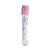 Vacutainer Blood Collection Tube with K2 EDTA, Plastic, Pink Hemogard Closure, Paper Cross-Match Label, 13 x 75 mm, 2 mL, 3.6 mg