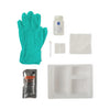 Three Compartment Tracheostomy Tray with (2) Aloe Touch Gloves, (2) Nonwoven Gauze 4x4s, (2) Cotton-Tip Applicators, (1) 34" Twill Tape, (1) 6-ply Trach Dressing, (1) Hydrogen Peroxide and (1) 100 mL Water