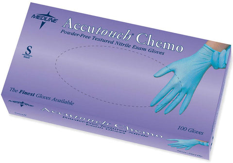 Accutouch Chemo Powder-Free Blue Nitrile Exam Gloves, Size S