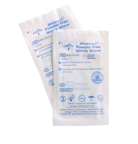 Aloetouch Powder-Free Nitrile Exam Glove, Single Glove, Sterile, Size M, 9