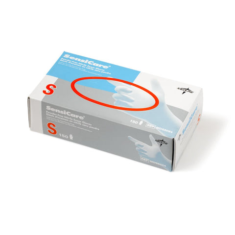 SensiCare Powder-Free Nitrile Exam Gloves with Textured Fingertips, Size S
