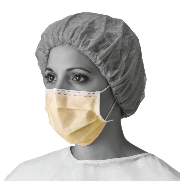 Basic Procedure Face Mask with Ear Loops, Yellow, Spunbond Polypropylene Outer / Cellulose Inner