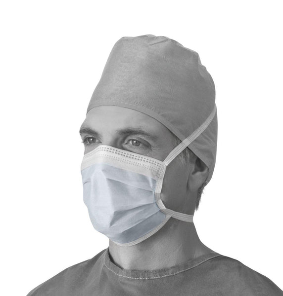 Basic Surgical Face Mask with Ties and Comfort Foam Anti-Fog Strip, Blue