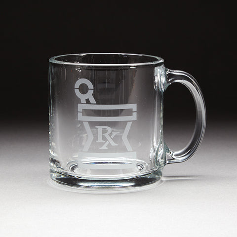 Glass Coffee Mug with Rx Logo