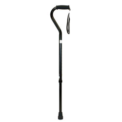 Heavy Duty Offset Cane Black with Strap