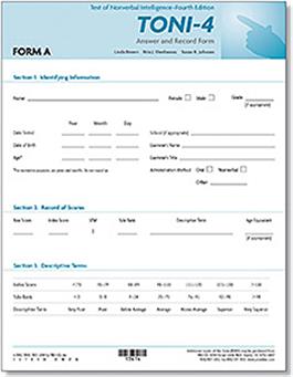 TONI-4 Form A Answer Booklet and Record Forms